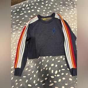 Aviator Nation Blue Sweatshirt with Yellow Accent